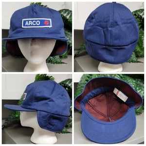 Vtg ARCO Gas Hat Cap with Ear Flaps Made In The USA